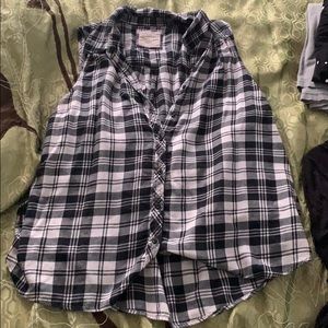Plaid sleeveless button up